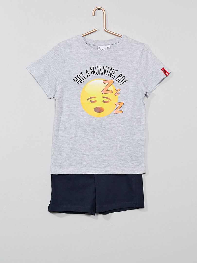 Pyjama court 'Emoji' gris - Kiabi