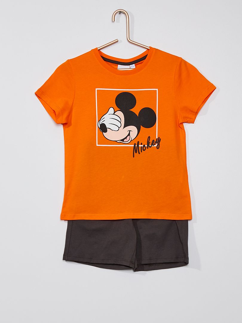 Pyjama court en coton 'Mickey' 'Disney' ORANGE - Kiabi