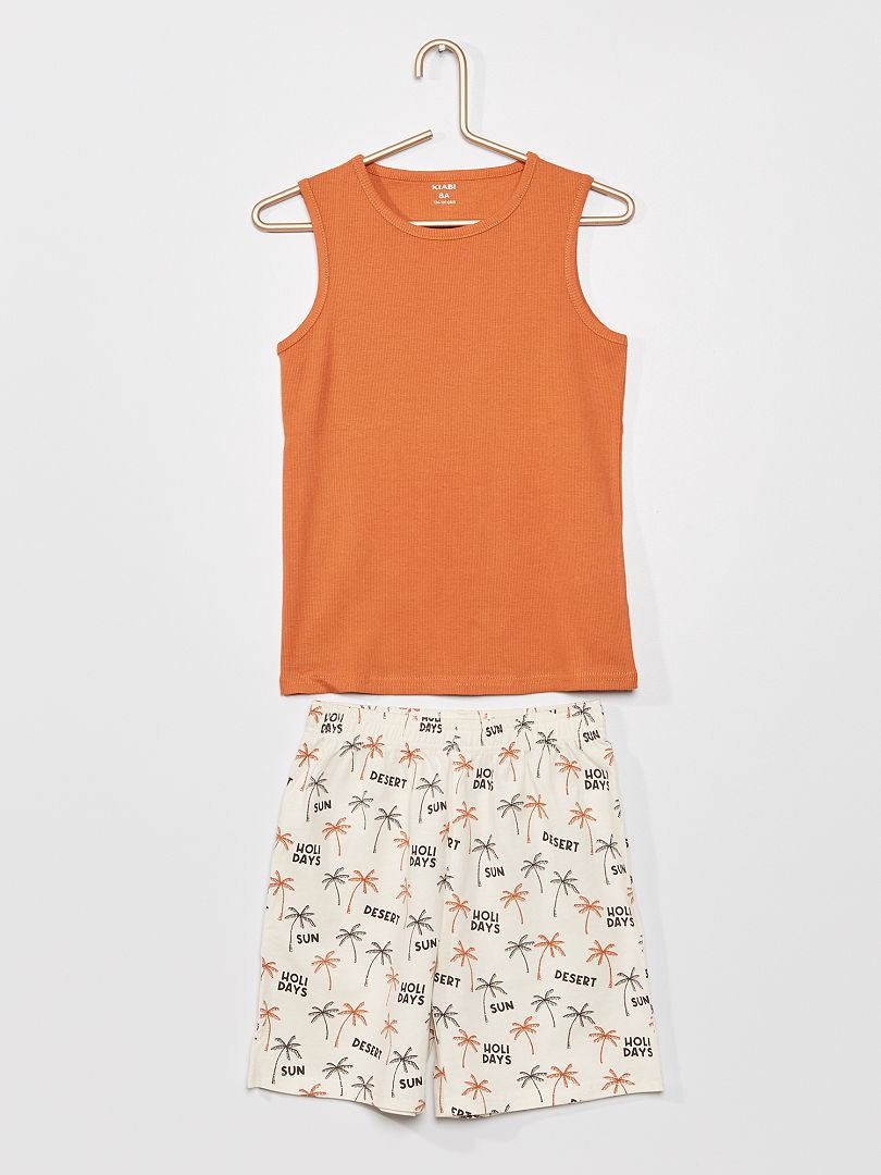 Pyjama court en coton Orange - Kiabi