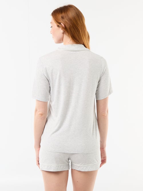 Pyjama court en viscose chiné - 2 pièces - Kiabi