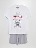 Pyjama court ensemble t-shirt + short 'One Piece' - 2 pièces NOIR - Kiabi
