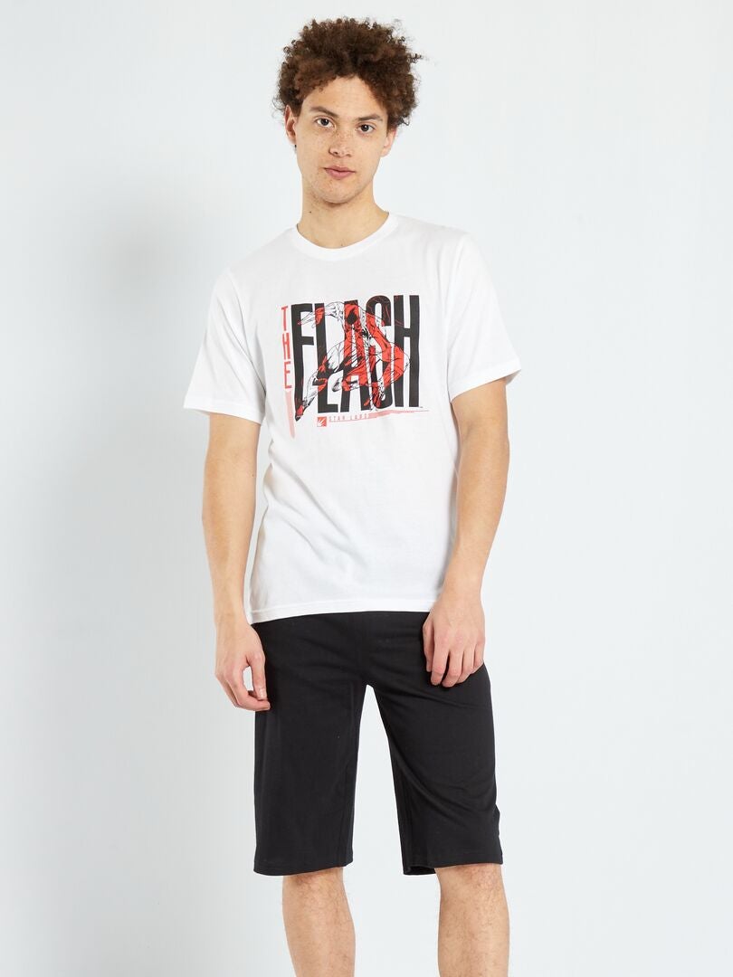 Pyjama court 'Flash' - 2 pièces noir/blanc - Kiabi