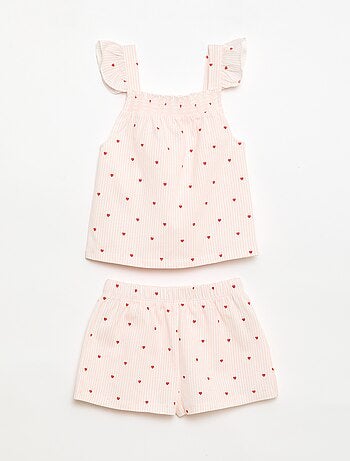 Pyjama court haut volanté + short - 2 pièces