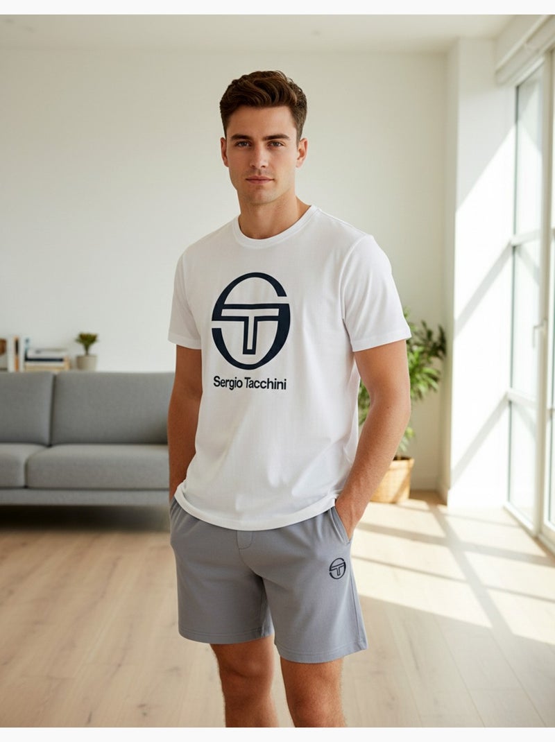 Pyjama Court Homme Sergio Tacchini Blanc/Jean - Kiabi