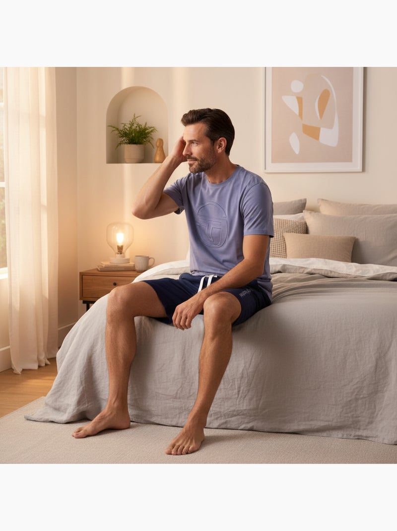 Pyjama Court Homme Sergio Tacchini Bleu ardoise - Kiabi