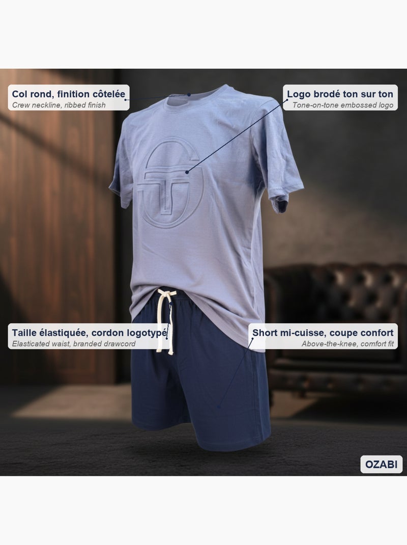 Pyjama Court Homme Sergio Tacchini Bleu ardoise - Kiabi
