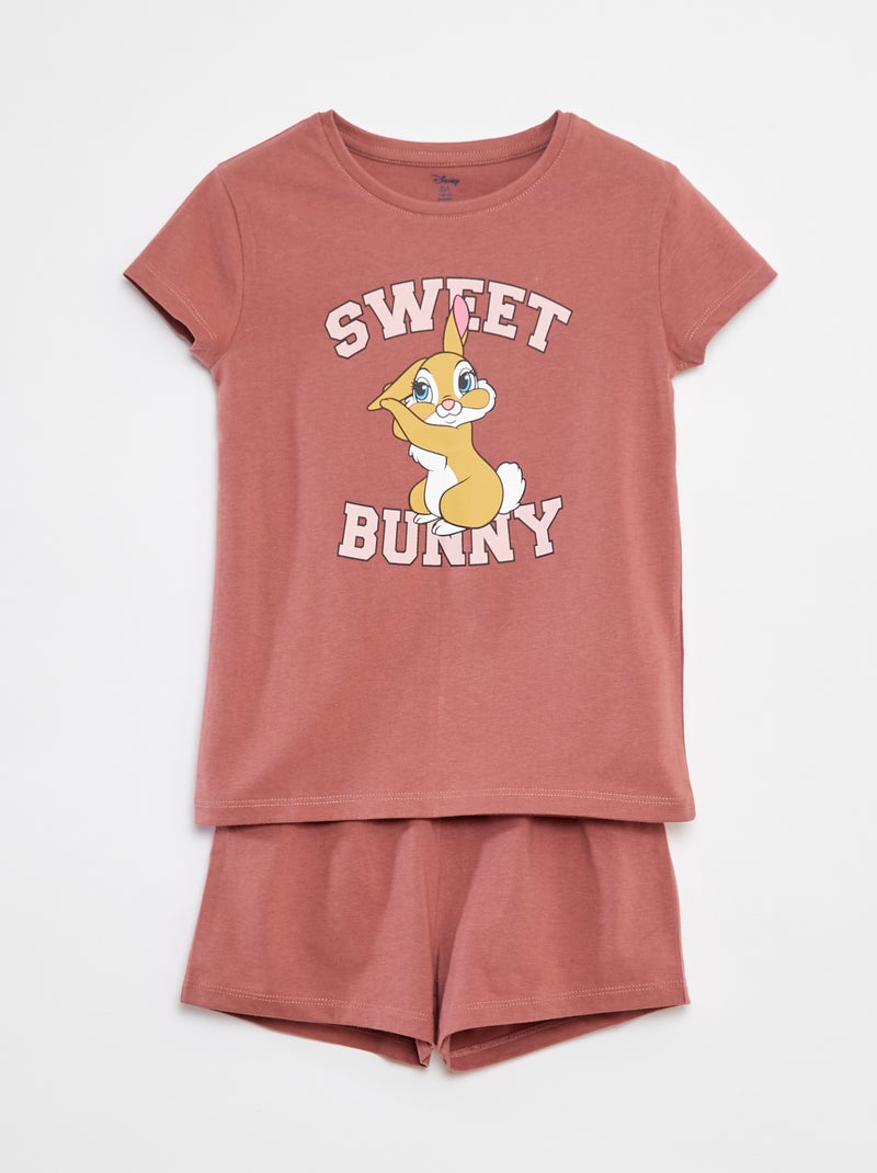 Pyjama court imprimé 'Miss Bunny' - 2 pièces Rose - Kiabi