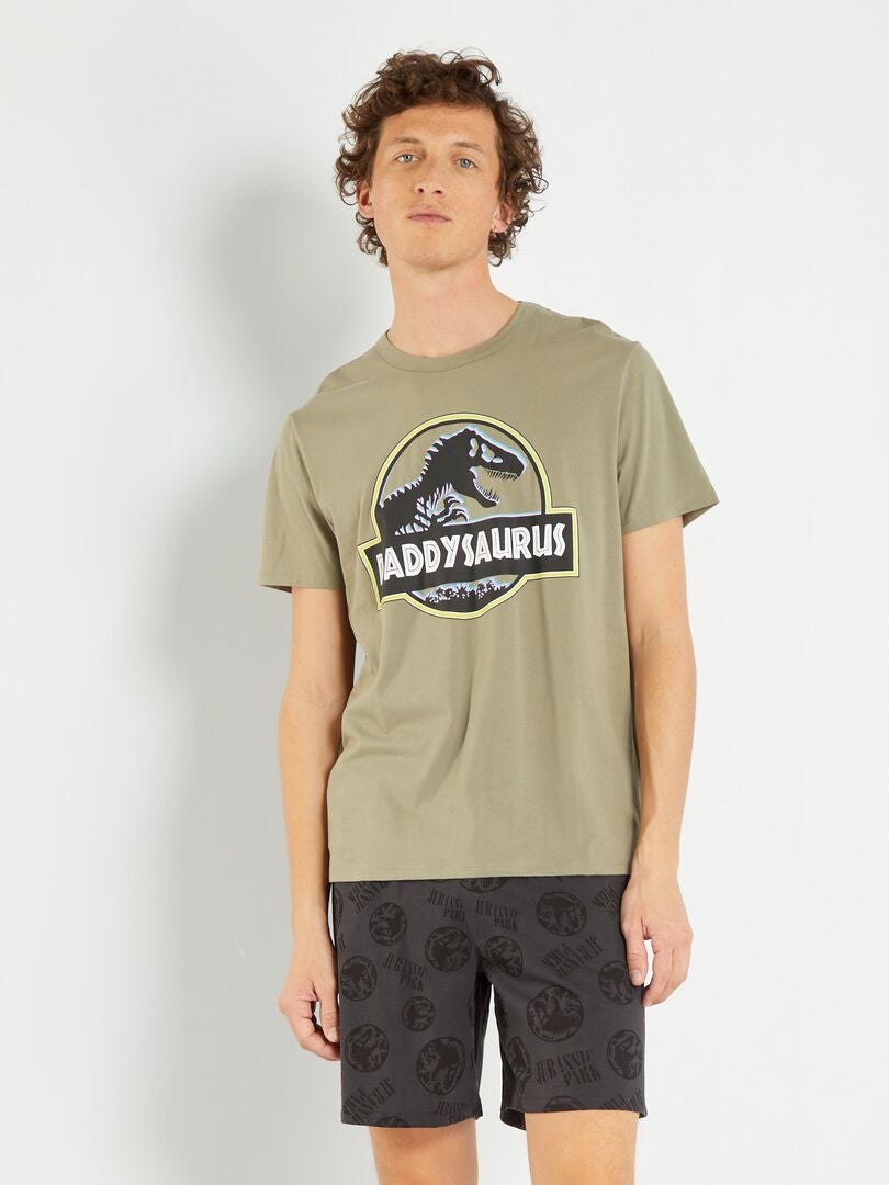 Pyjama court 'Jurassic Park' en jersey - 2 pièces Vert/gris - Kiabi