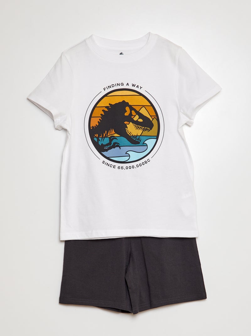 Pyjama court 'Jurassic World' - 2 pièces Blanc - Kiabi