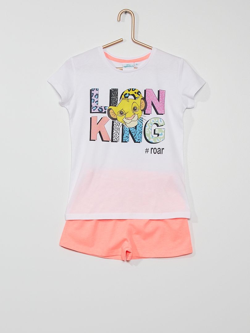 Pyjama court 'Le Roi Lion' blanc/rose - Kiabi