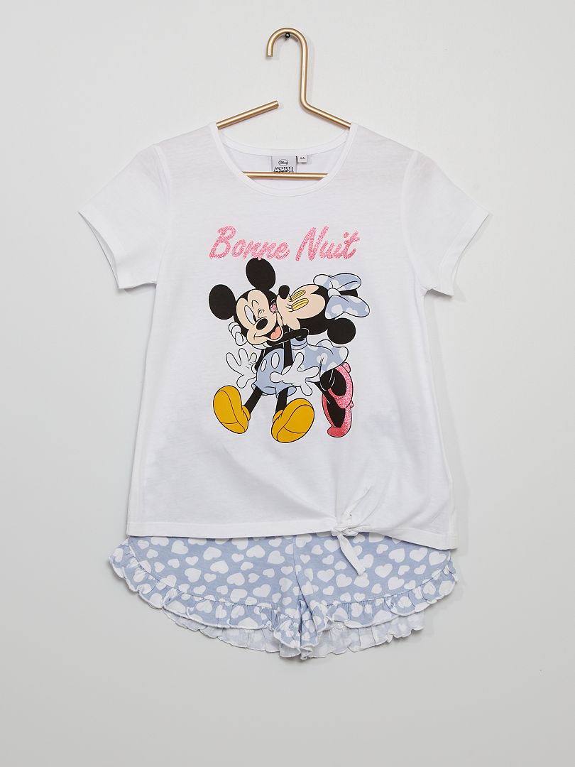 Pyjama court 'Mickey et Minnie' blanc/bleu - Kiabi