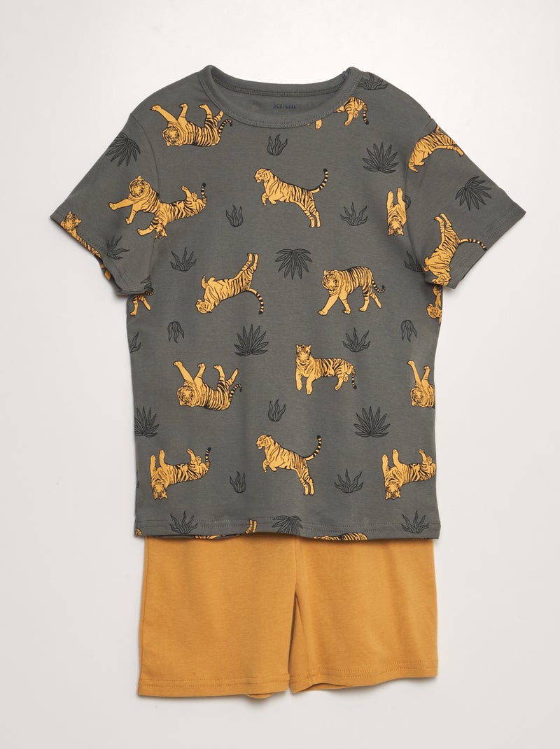 Pyjama court short + t-shirt - 2 pièces Gris - Kiabi