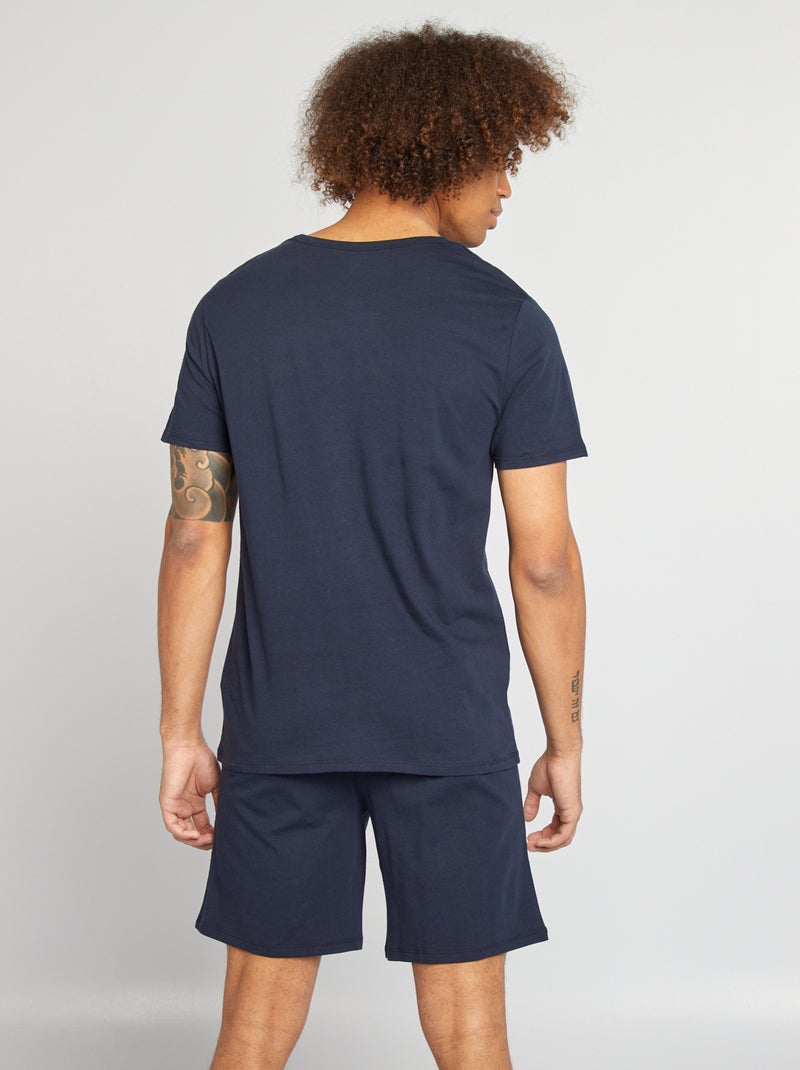 Pyjama court short + t-shirt - 2 pièces Marine - Kiabi