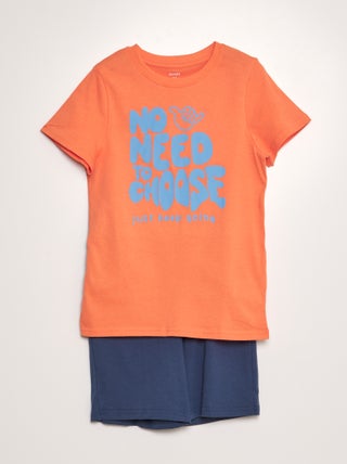 Pyjama court short + t-shirt - 2 pièces