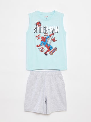 Pyjama court t-shirt sans manches + short 'Spiderman' 'Marvel' - 2 pièces