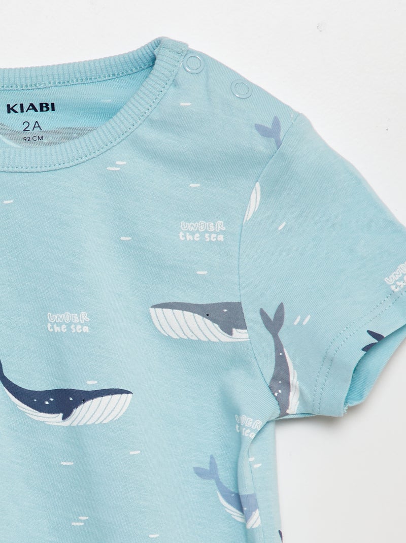 Pyjama court t-shirt + short - 2 pièces BLEU - Kiabi