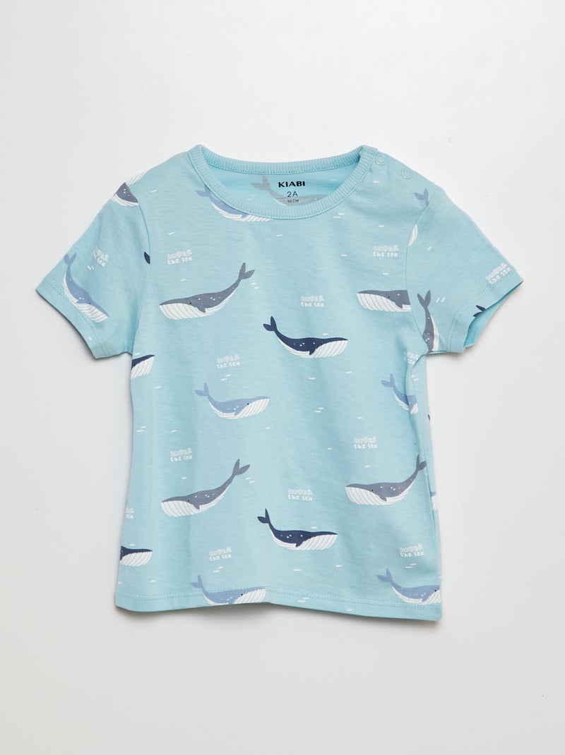 Pyjama court t-shirt + short - 2 pièces BLEU - Kiabi