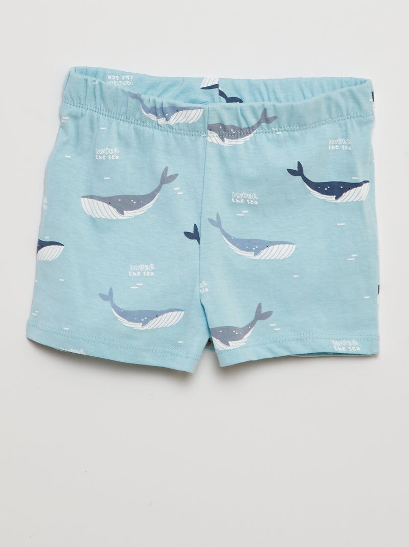 Pyjama court t-shirt + short - 2 pièces BLEU - Kiabi