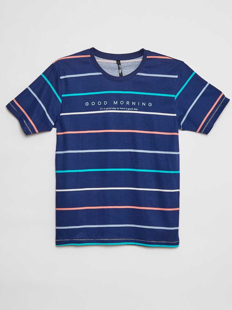 Pyjama court t-shirt + short - 2 pièces BLEU - Kiabi