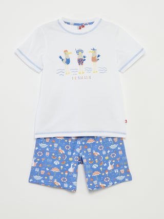 Pyjama court t-shirt + short avec imprimé - 2 pièces