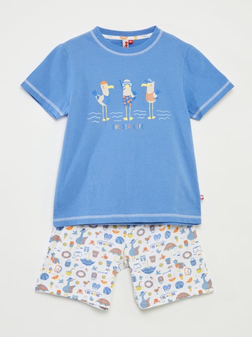 Pyjama court t-shirt + short avec imprimé - 2 pièces - Kiabi