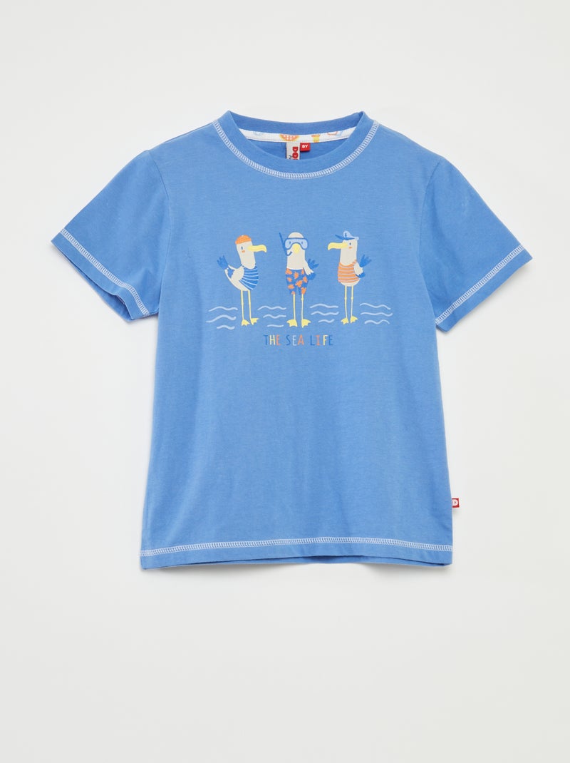 Pyjama court t-shirt + short avec imprimé - 2 pièces BLEU - Kiabi