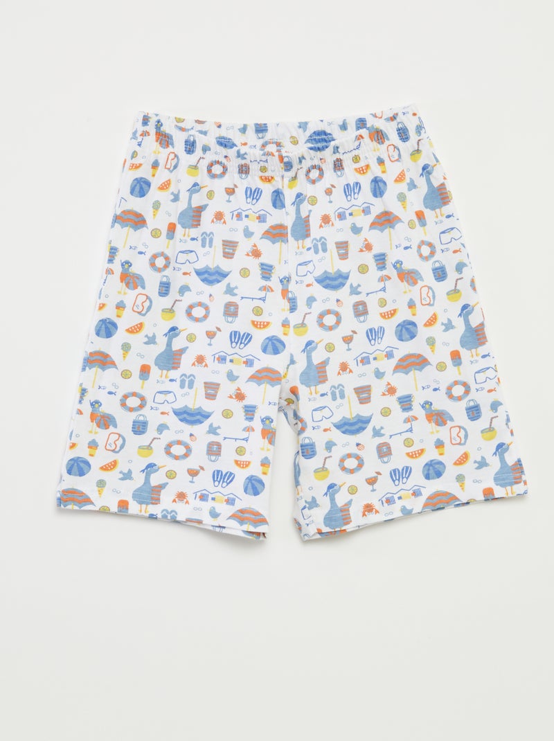Pyjama court t-shirt + short avec imprimé - 2 pièces BLEU - Kiabi