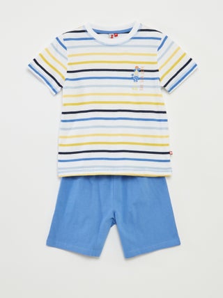 Pyjama court t-shirt + short avec rayures - 2 pièces