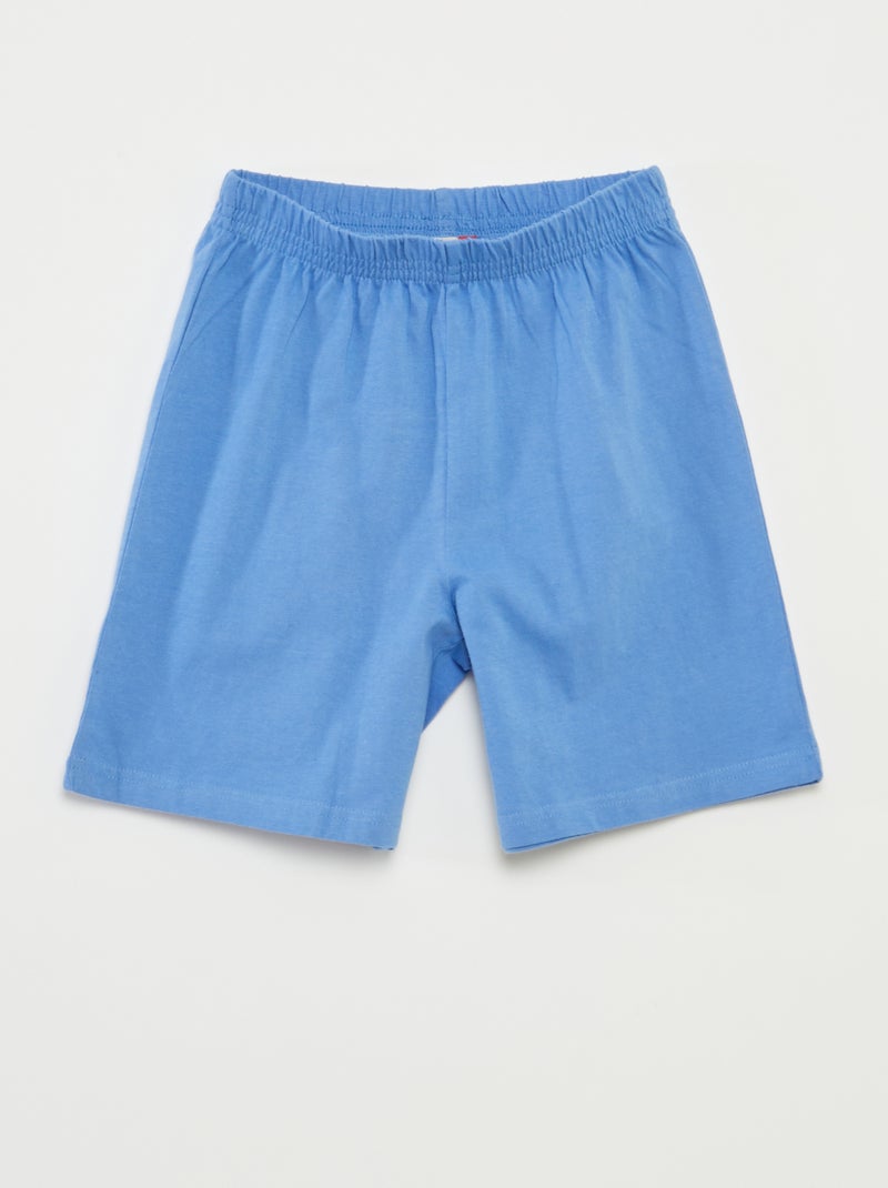 Pyjama court t-shirt + short avec rayures - 2 pièces BLEU - Kiabi