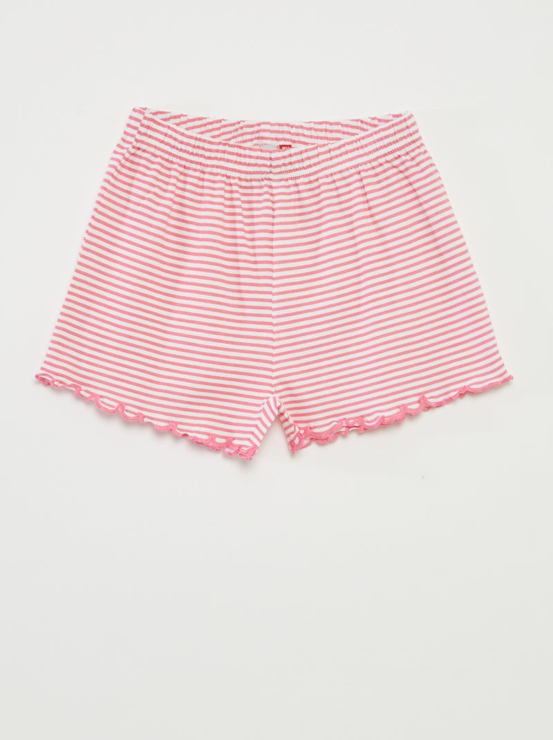 Pyjama court t-shirt + short avec rayures - 2 pièces ROSE - Kiabi