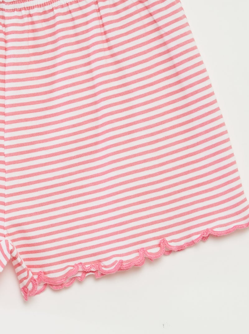 Pyjama court t-shirt + short avec rayures - 2 pièces ROSE - Kiabi