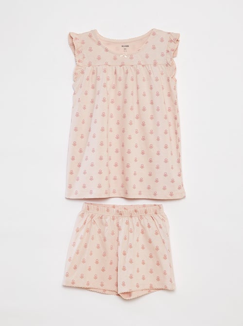 Pyjama court t-shirt volanté + short - 2 pièces - Kiabi