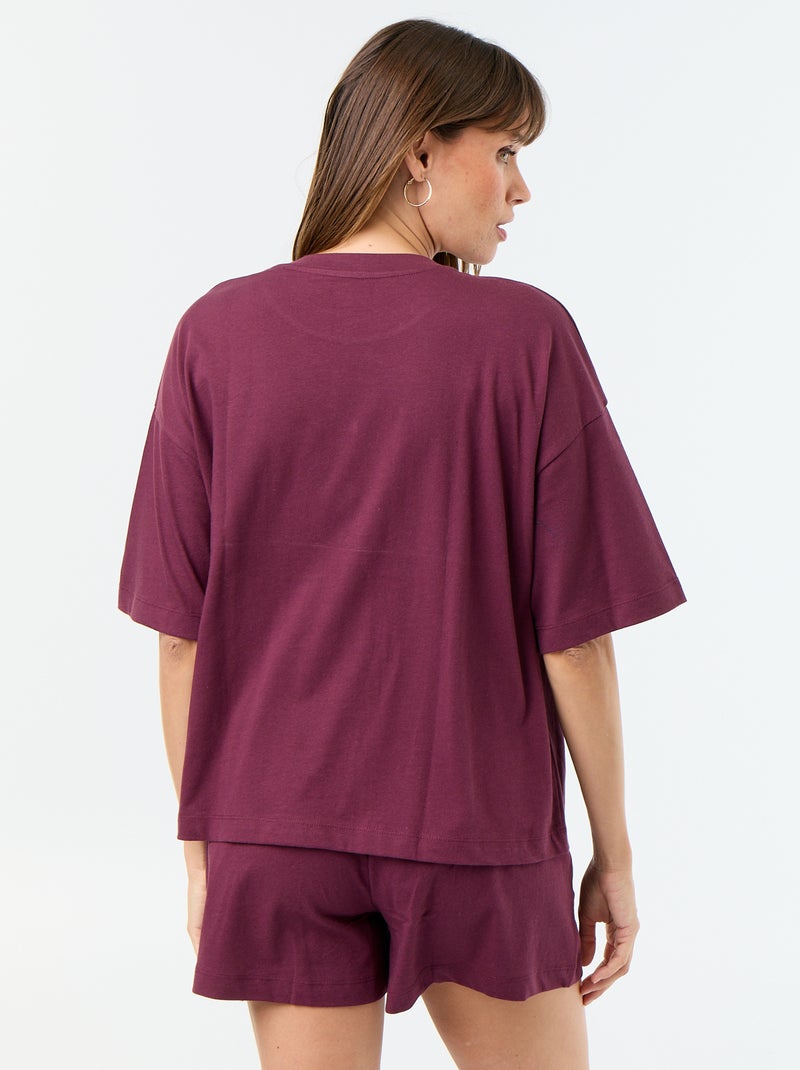 Pyjama court 'Tic et Tac' - 2 pièces Rouge - Kiabi
