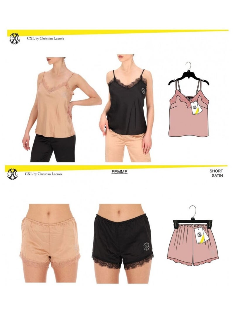 Pyjama dames CXL By LACROIX - Set van 2 Zwart Bruin - Kiabi