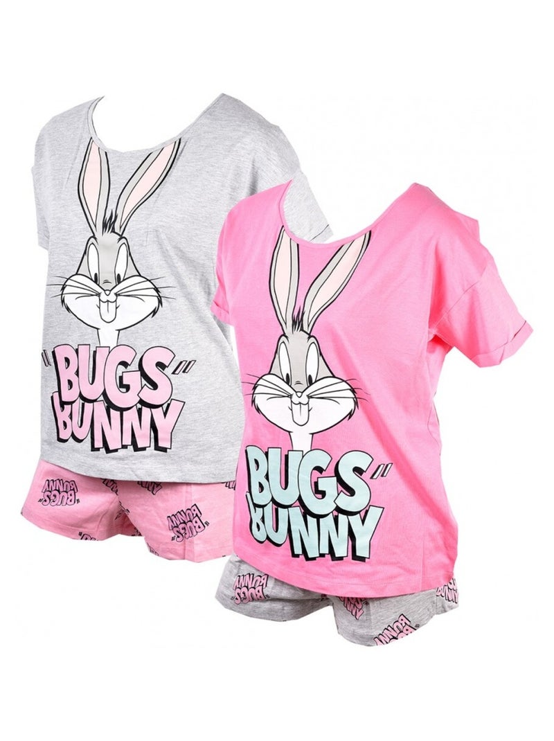 Pyjama Dames LOONEY TUNES Roze Zwart Wit Grijs - Kiabi