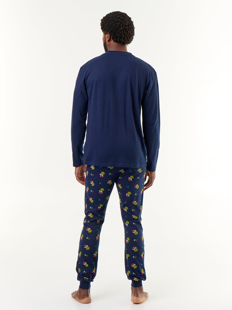Pyjama de Noël 'Grinch' t-shirt + pantalon - 2 pièces Bleu - Kiabi