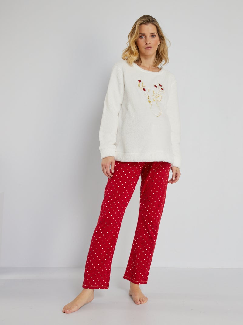Pyjama de Noël maternité - 2 pièces Blanc/rouge - Kiabi
