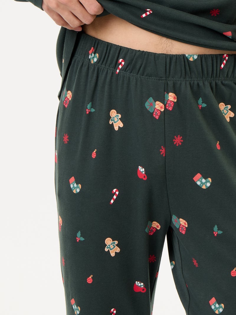 Pyjama de Noël t-shirt + pantalon - 2 pièces Vert - Kiabi