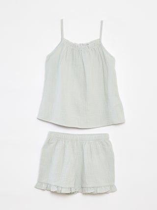 Pyjama débardeur + short en gaze de coton - 2 pièces