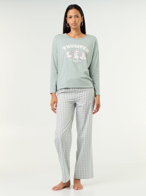 Pyjama 'Disney' 'Bambi' 2 pièces - T-shirt à manches longues + pantalon - Kiabi