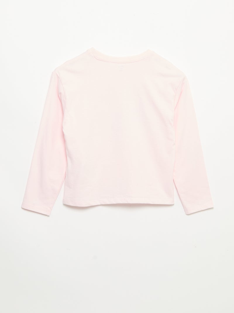 Pyjama 'Disney' van jerseytricot - 2-delig: T-shirt met lange mouwen + broek Rose - Kiabi