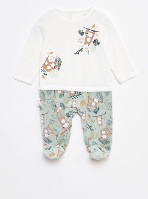 Pyjama dors bien effet 2 en 1 en velours avec pieds - Kiabi