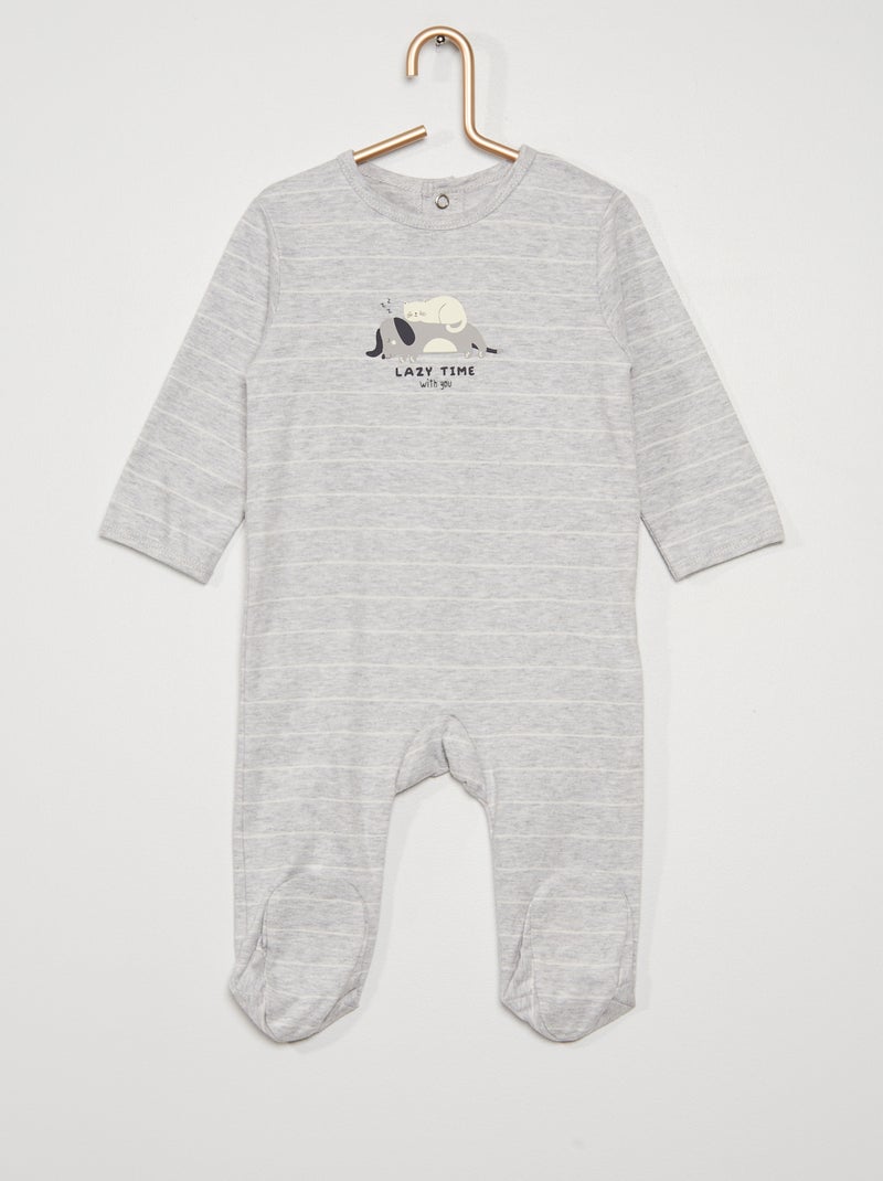Pyjama dors-bien en jersey gris chat - Kiabi