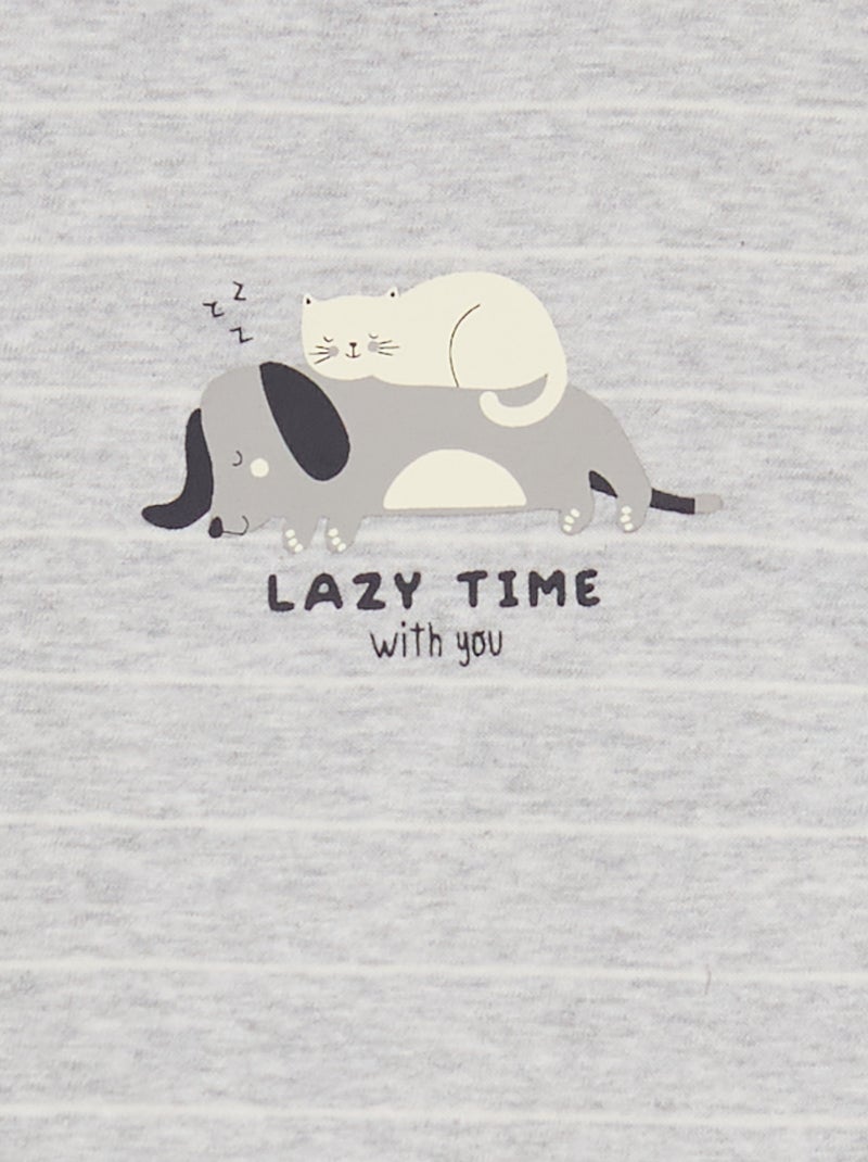 Pyjama dors-bien en jersey gris chat - Kiabi