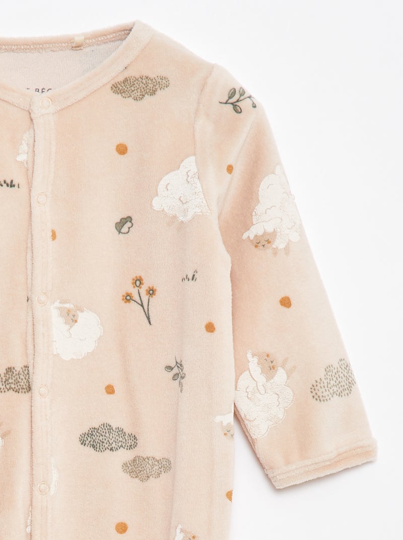 Pyjama dors bien en velours avec motif all over Beige - Kiabi