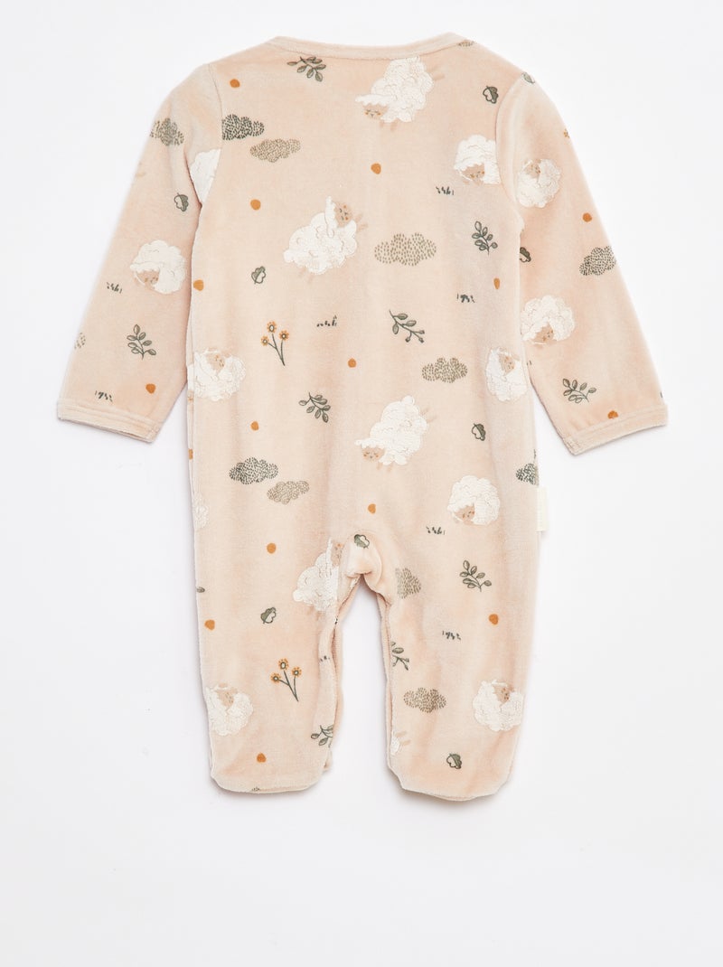 Pyjama dors bien en velours avec motif all over Beige - Kiabi