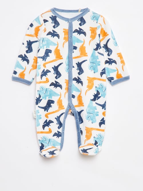 Pyjama dors bien en velours avec pieds et motif - Kiabi