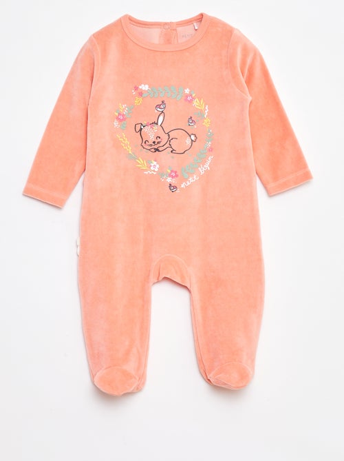 Pyjama dors bien en velours avec pieds - Kiabi
