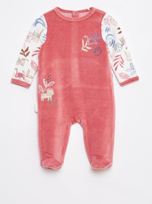 Pyjama dors bien en velours avec pieds - Kiabi
