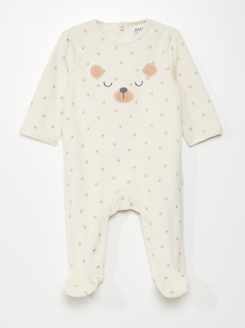 Pyjama dors-bien en velours Beige clair - Kiabi